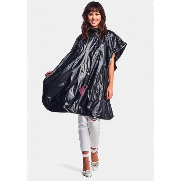 Pelerina pentru tuns sau vopsit cauciucata lunga Neagra, din vinil, 140x90, cod 311 V